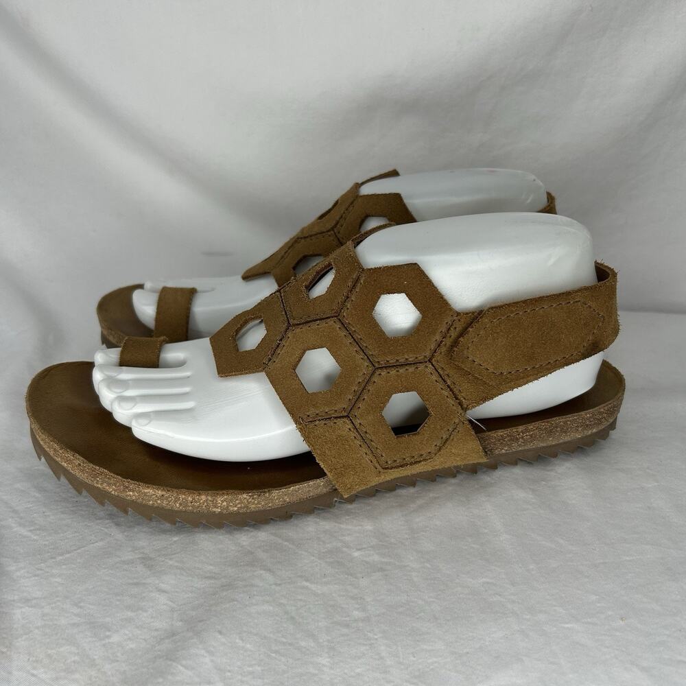 Pedro Garcia Jeanne Sandals Size 39 (US 8.5) Hexagonal Pattern Toe Strap Flat